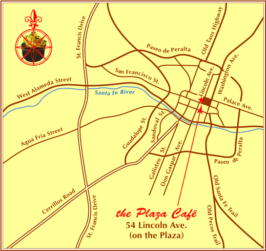 Location map for the Plaza Café
